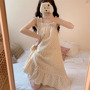 Cute slip dress, summer thin pijama, french style, loose fit