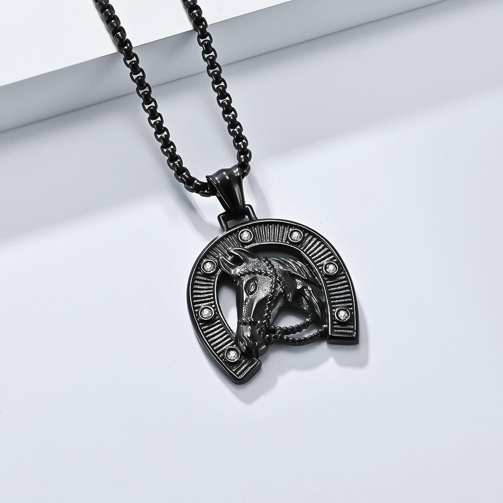 Horse Pattern Modern Style Horse Stainless Steel Men's Men Pendant Necklaces