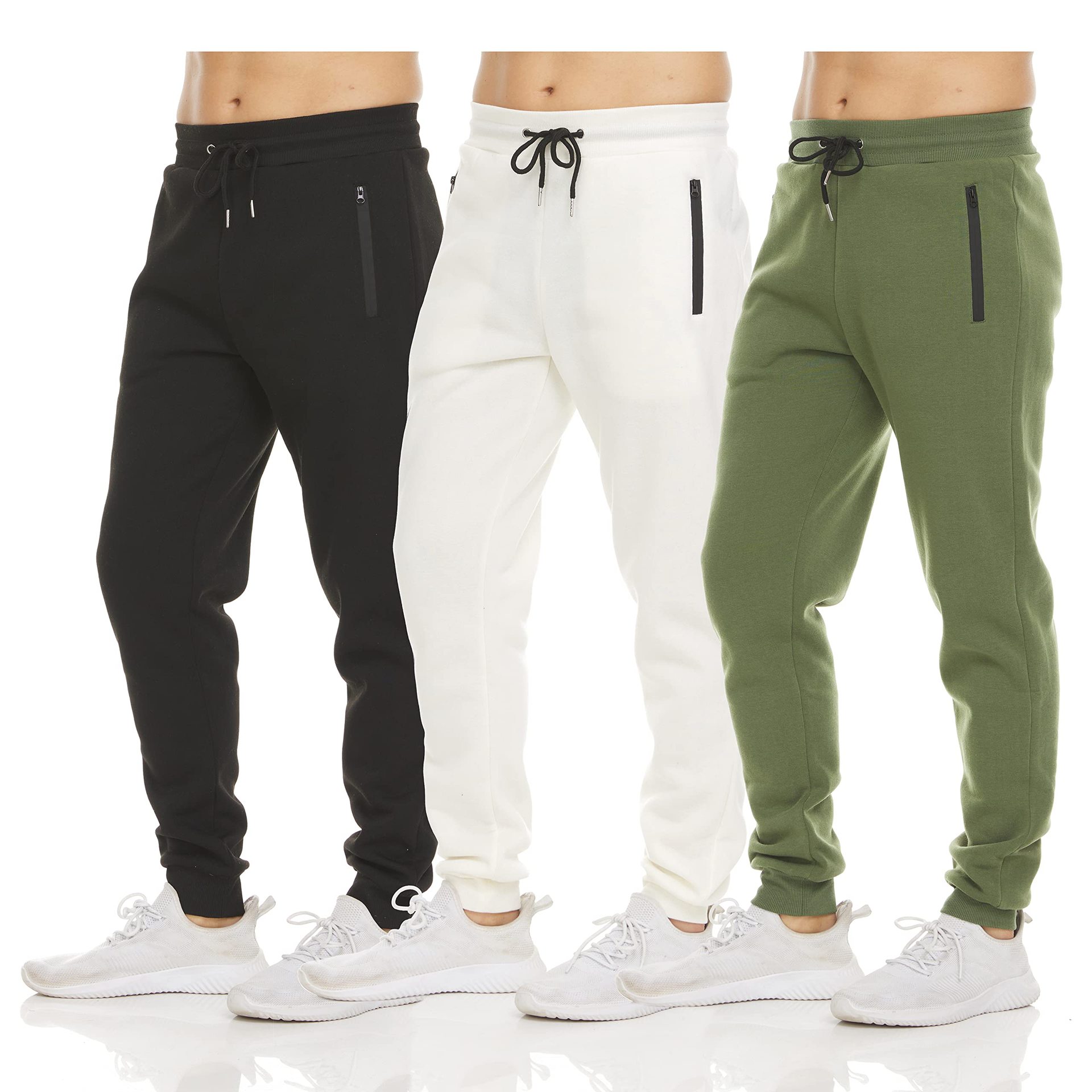 Pantalones deportivos para hombres de Amazon Pantalones de terciopelo casuales delgados con cremallera, pantalones de color sólido, pantalones para correr