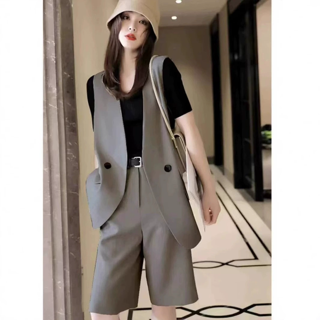 [6671] Летний костюм женский 2025 набор жилета новый чехол для мяса модные шорты