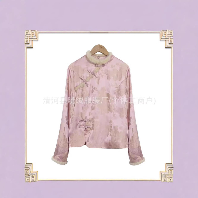 New Chinese-Style National Style Pink Velvet Top for Women, High-End Design, Niche, Fashionable, Age-Reducing, Unique and Distinctive Shirt New Chinese-Style National Style Pink Velvet Top for Women, High-End Design, Niche, Fashionable, Age-Reducing, Unique and Distinctive Shirt