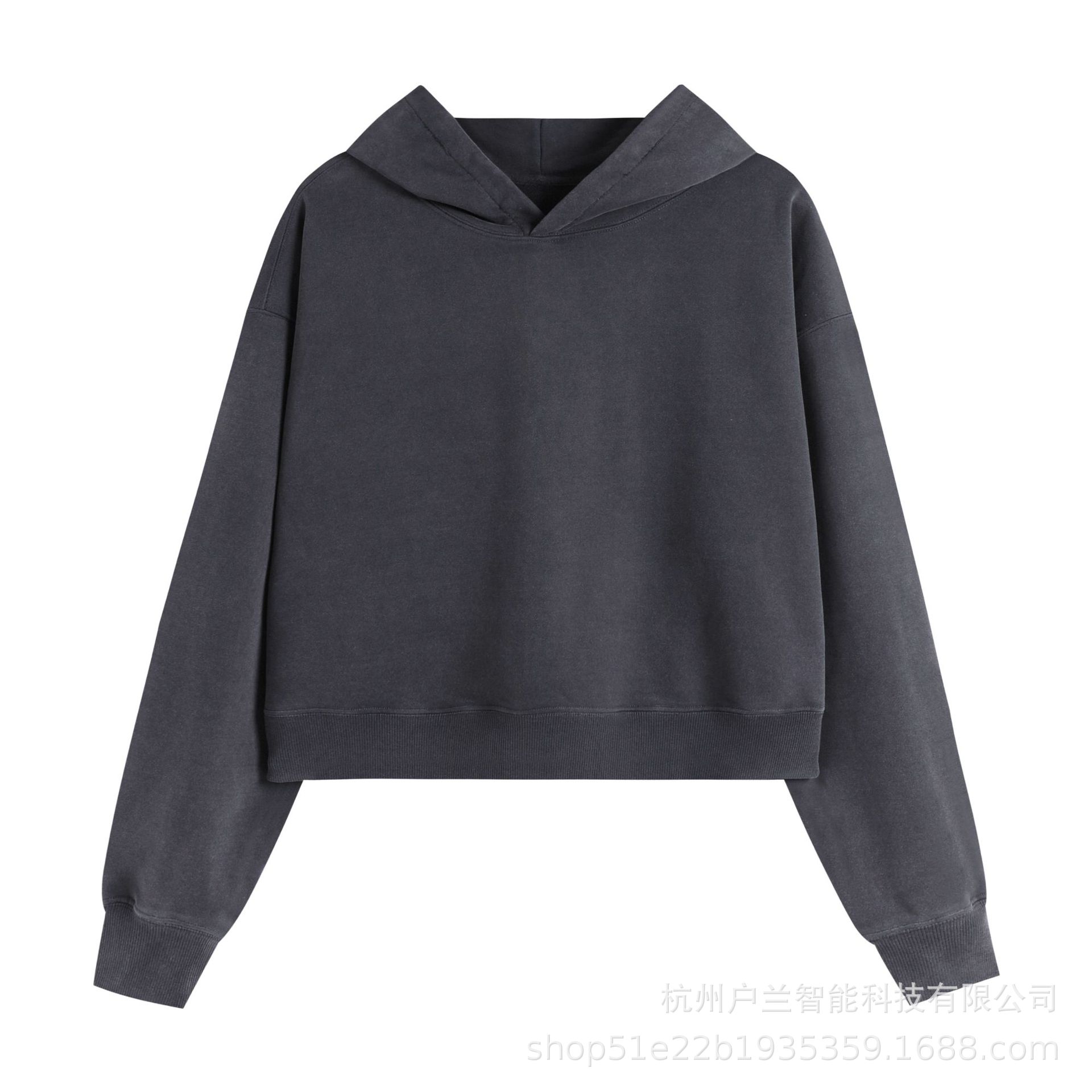 Women's 400g brushed distressed hoodie black