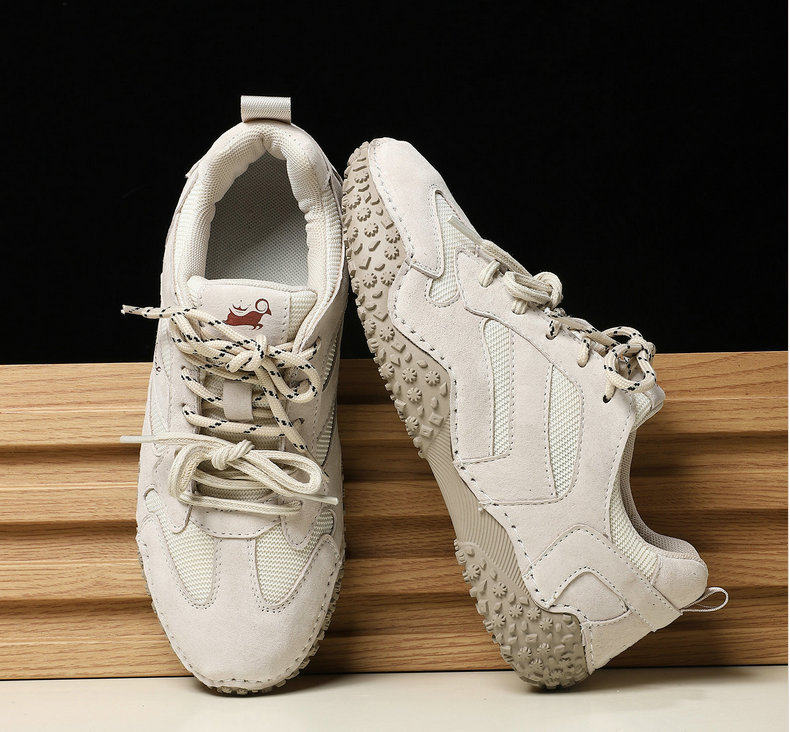Giày thể thao unisex cỡ lớn da thật mũi tròn, giày sneaker dã ngoại thường ngày — 6885 màu cát, 6885 màu nâu, 6885 màu đỏ rượu, 6886 màu cát chi tiết 4