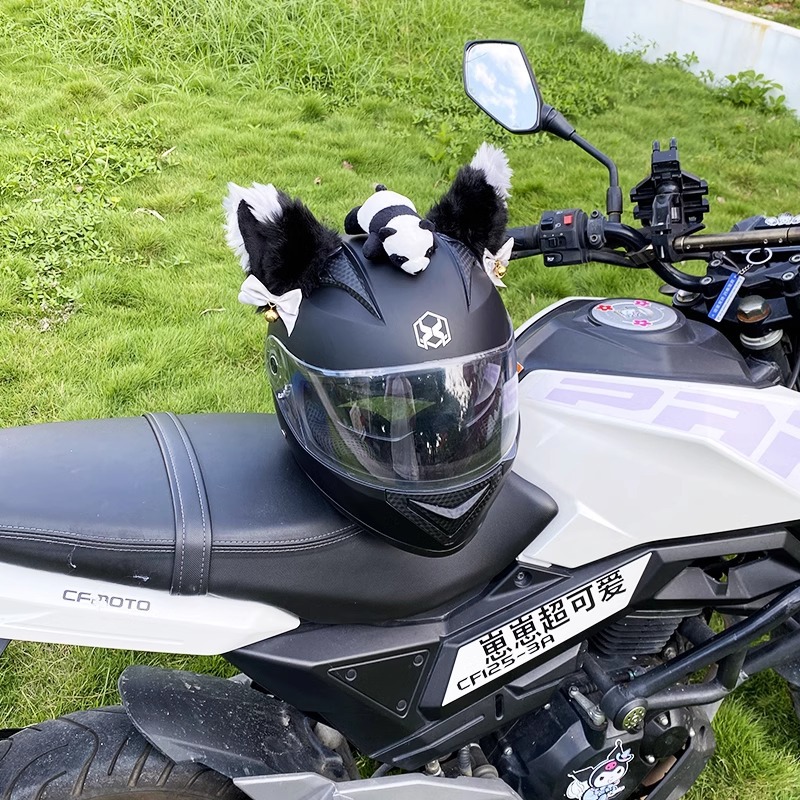 Cute Helmet Decoration Plush Cat Ears Motorcycle Decor Accessories