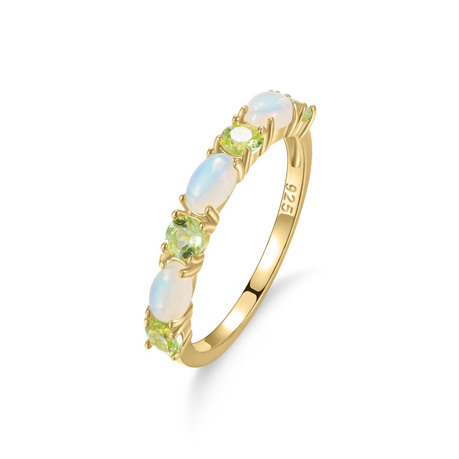 Spring and Summer Fresh Ins Style Colorful Treasure Ring Women's Niche Accessible Luxury S925 Sterling Silver Inlaid Natural Opal Ring Bracelet