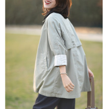 现货通勤简约气质单排扣翻领中长款风衣女外套春夏