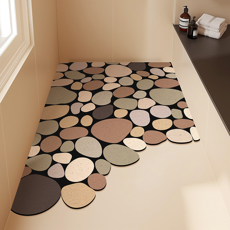 Pebble bathroom anti-slip mat can be cut hollow silk ring floor mat drain dirt-resistant easy to clean shower room rubbing mat Pebble bathroom anti-slip mat can be cut hollow silk ring floor mat drain dirt-resistant easy to clean shower room rubbing mat