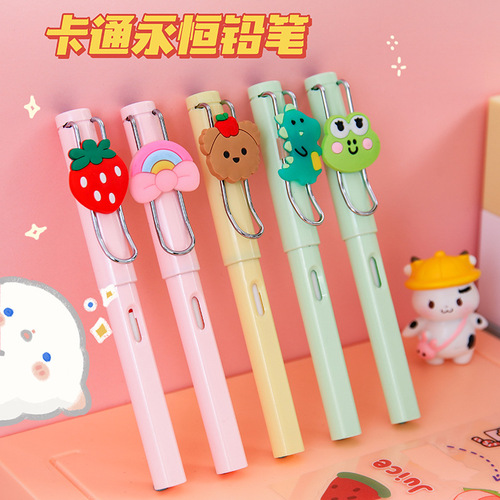Cute cartoon black technology no need to sharpen pencil, no ink, student's positive posture, eternal pencil drawing, not easy to break pencil