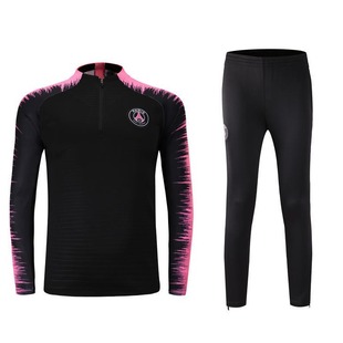 Cross Border Paris Black Pink Half Zip Long Sleeve Football Training Suit suit Light Plate Adult Sportswear