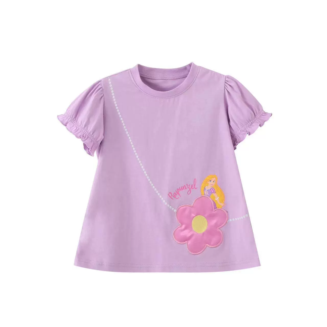 Japanese summer children's cotton three dimensional T-shirt for princess, with short sleeve, western style, with embroidery