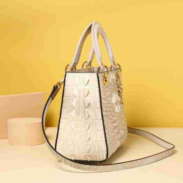 Túi xách nữ Lady Dior họa tiết xương cá sấu – thiết kế satchel quai xách tay, đeo chéo chi tiết 6