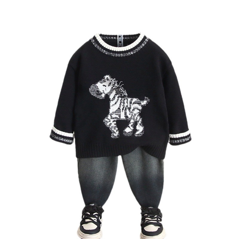 6697 Suéter de otoño e invierno para niños Suéter de punto grueso de moda para bebés de estilo occidental 2025 nuevo jersey de invierno para niños