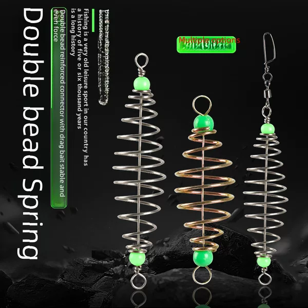Olive type double bead silver carp bighead big spring stainless steel waist drum spring explosive hook accessories wholesale all kinds of fish hook fishing gear