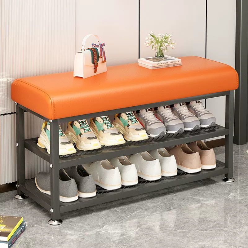 Скамейка для переобувания с сиденьем для надевания обуви у входа, длинный входной шкаф для обуви с мягкой упаковкой, встроенная полка для обуви с мягкой подушкой для хранения обуви.