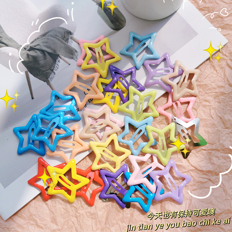 Y2K Dopamine Color Five-pointed Star Hairpin Side Clip bb Clip Children's Cute small size Card Broken Hair Hairpin for Baby Girls