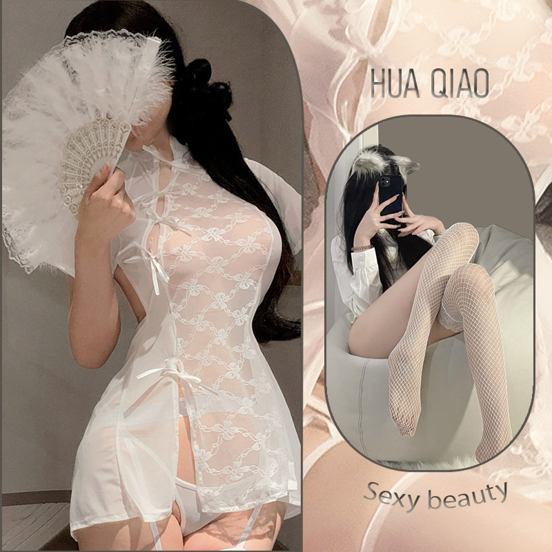 흰색 + 흰색 망사 스타킹