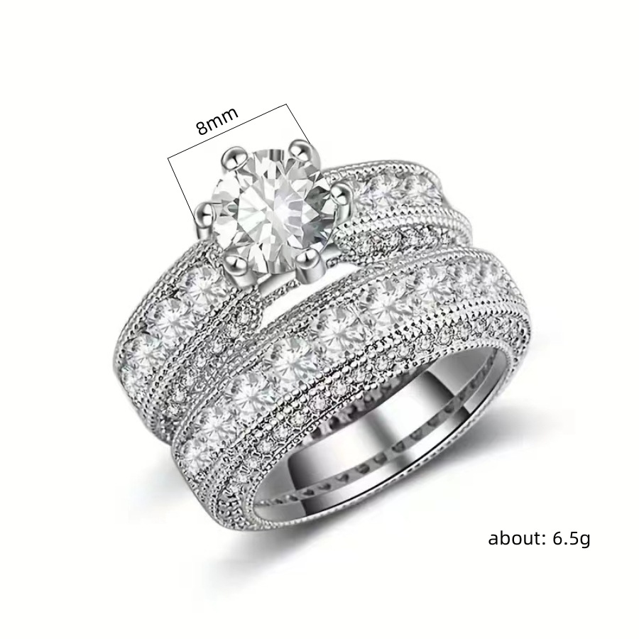 11g Weight Zircon Inlay Material Rings Classification Elegant Luxurious Geometric Alloy Plating Zircon Couple Rings