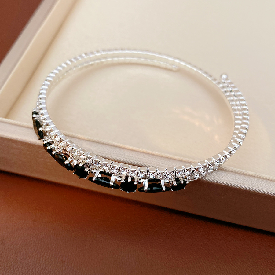 Diamantes arroz redondo geométrico pulsera elástica de doble capa temperamento pulsera de moda de alta calidad lujo ligero nicho joyería al por mayor