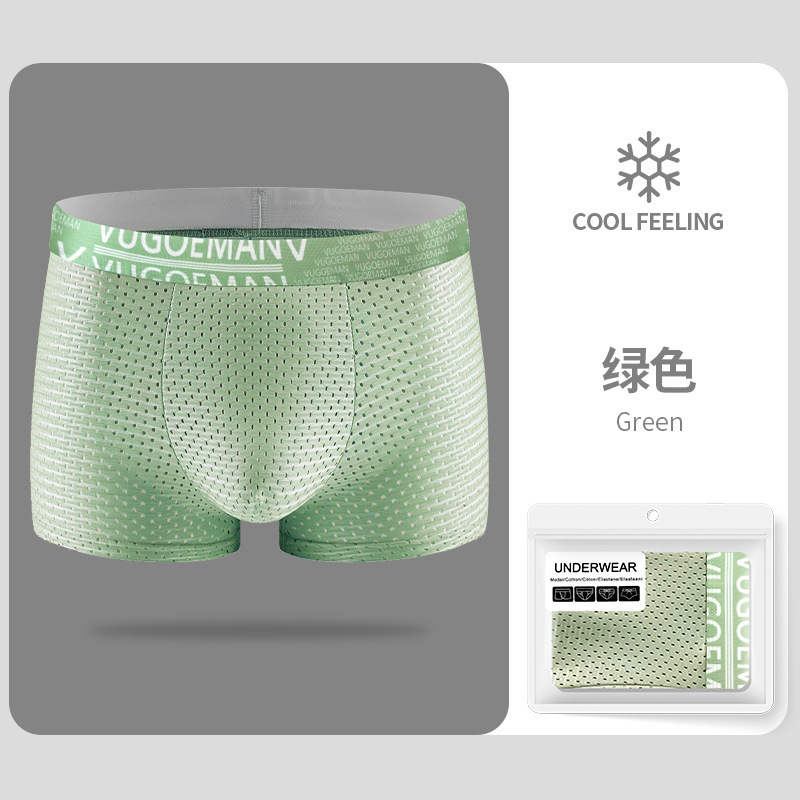 Ropa interior de seda de hielo de los hombres malla completa Boxer fresco shorts delgada transpirable hueco malla Boxer shorts al por mayor