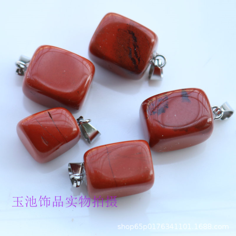 Colgante de cristal natural pequeño cuadrado rosa verde dongling ágata rojo colgante irregular pendientes collar accesorios diy