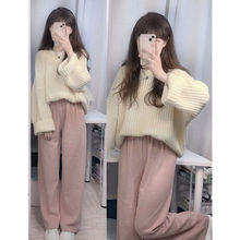 日系软妹奶套头毛衣女学生秋冬季宽松慵懒风百搭针织衫上衣潮