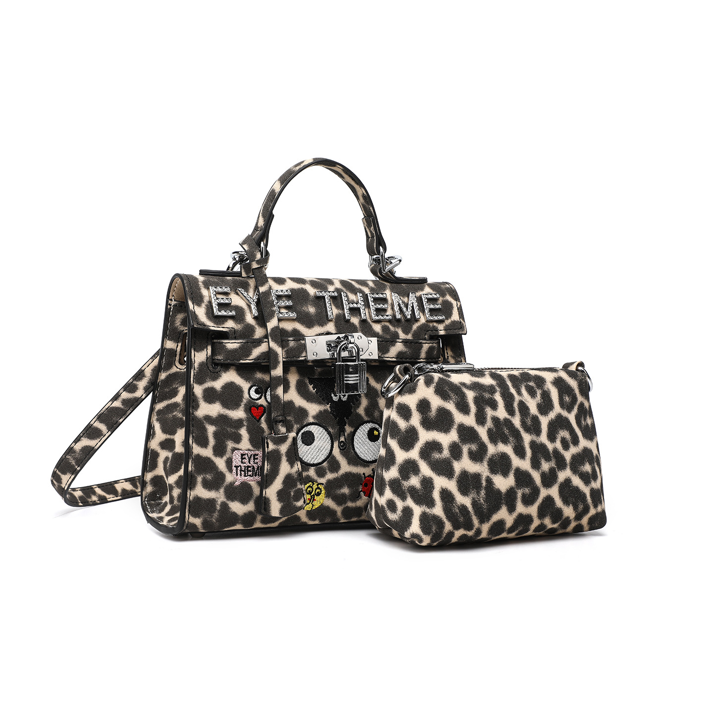 Europa y América clásica pequeña bolsa de platino para mujeres leopardo nobles mujeres niñas y niños en forma de bolsa cuadrada inclinada 2791 #