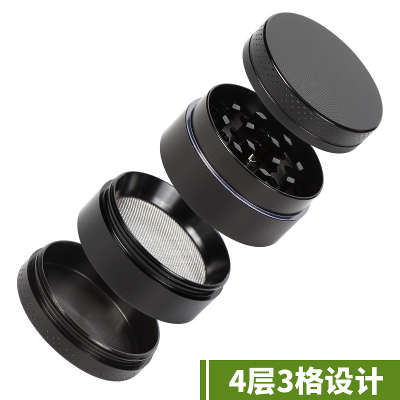 Venta directa de fábrica Molino de tabaco plano de cuatro capas de aleación de zinc transfronterizo Molino de tabaco personalizado