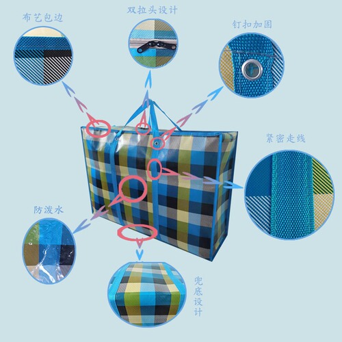 Portable Thickened Moving Bag Large Capacity Moving Bag Large Size Waterproof Film Non-woven Fabric Weaving Wholesale