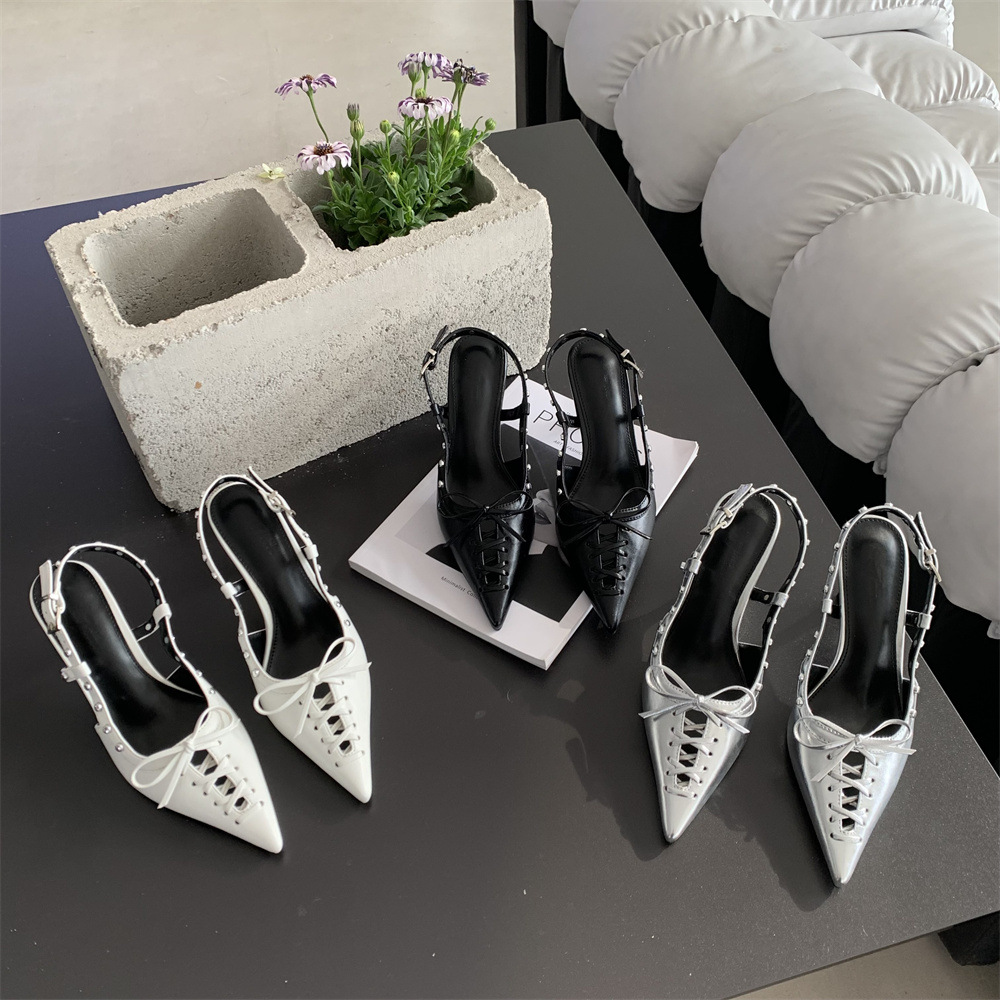 2024 New Spring Shoes European and American Pointed Toe Thin Heels Shallow Mouth Fashion Thin Front Straps and Back Vacuum Sandals_voghion.com