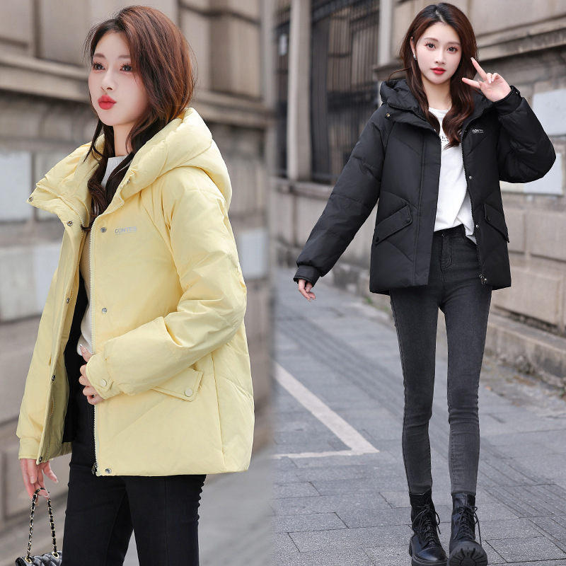 Nueva chaqueta de algodón de plumón para niñas corta chaqueta de algodón suelta de estilo coreano de color sólido versátil chaqueta caliente a prueba de frío para mujeres