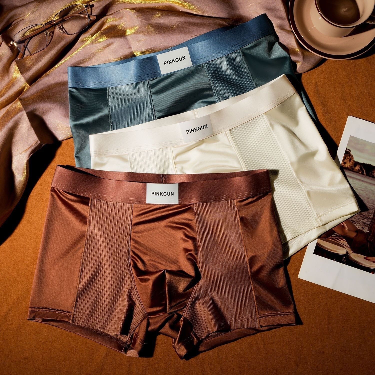 Light Luxury Men's Underwear, Men's Ice Silk Breathable Boxer Briefs, Comfortable Shorts, Men's Summer Cool-Feeling Boxer Shorts