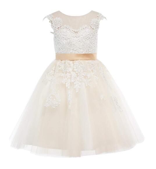 Vestidos de boda para niñas europeas y americanas, vestido de tutú de princesa de encaje y malla para cumpleaños de verano, para niñas pequeñas.