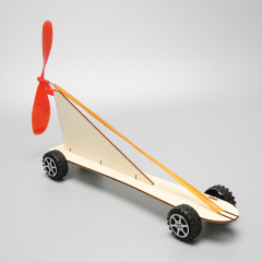 Wooden Rubber Band Wind Car Rubber Band Powered Car Science Project Invention DIY Craft Kit Assembly Teaching Aid