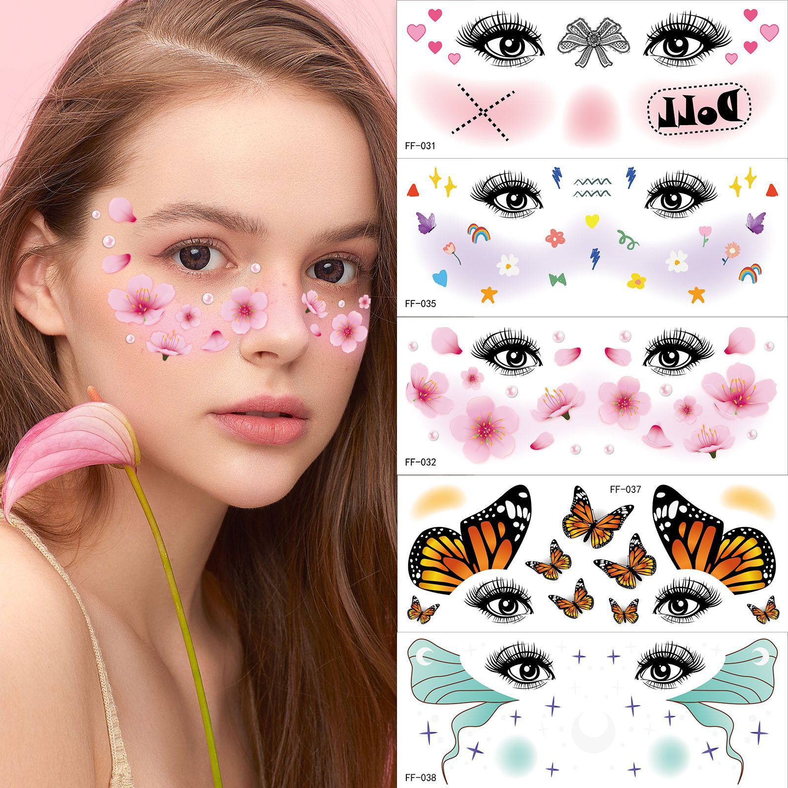 Tatuajes Temporales para Rostro y Rubor de Fiesta de Papel de Transferencia de Agua, Impermeable, para Fiestas image 3