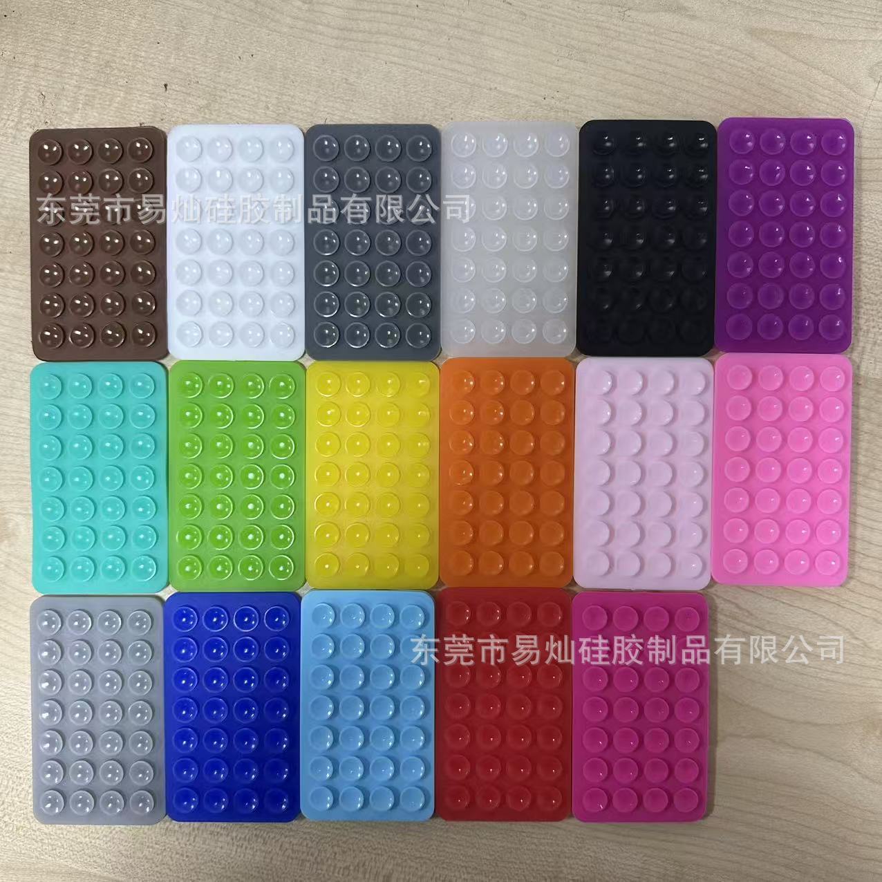 24 ventosas de silicona, pegatinas de ventosas simples de color negro, funda antideslizante para teléfono, soporte de teléfono portátil y móvil, forma cuadrada