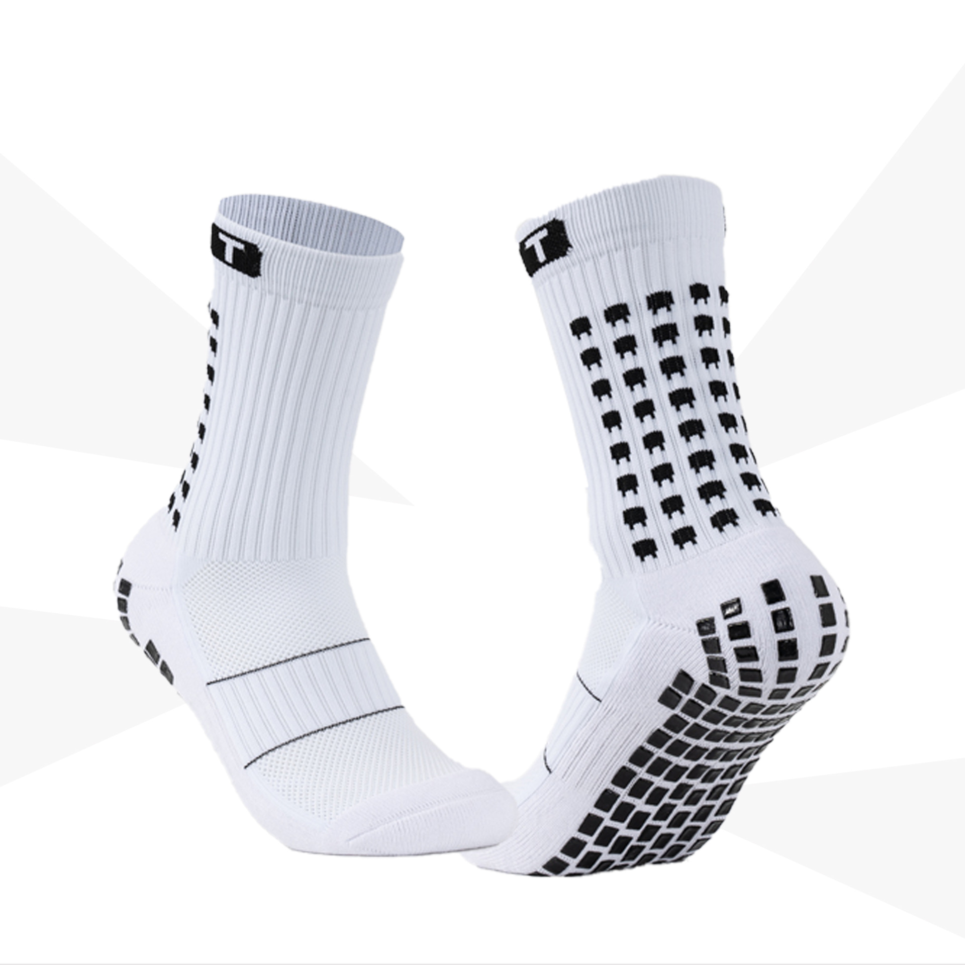 Rutschfeste Fußballsocken mit atmungsaktivem Frottee-Polster – Feuchtigkeitsableitende, mittelhohe Sportsocken für Laufen und Fußball_voghion.com