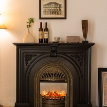 誉成木业/法式复古壁炉柜实木玄关柜火 法式壁炉装饰柜 一体