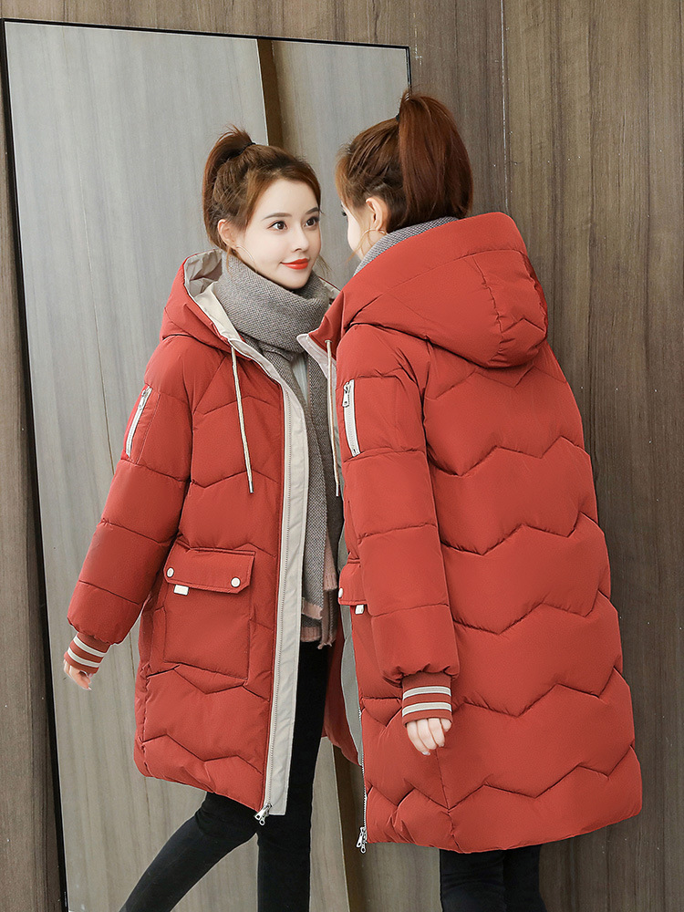 Comercio transfronterizo Abrigo de algodón relleno de plumón Ropa de invierno para mujer Nueva chaqueta acolchada de estilo coreano, holgada, de longitud media y gruesa
