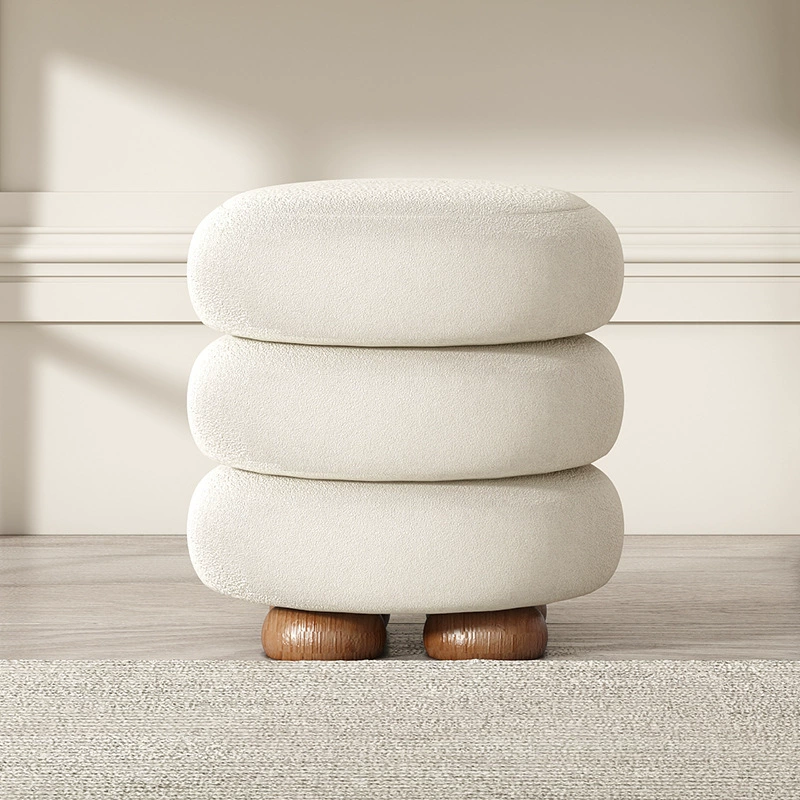 Табурет для макияжа, небольшой табурет для домашнего использования, табурет для переобувания у входа, мягкий простой круглый низкий табурет в стиле ins, табурет для дивана в гостиной, массив дерева.