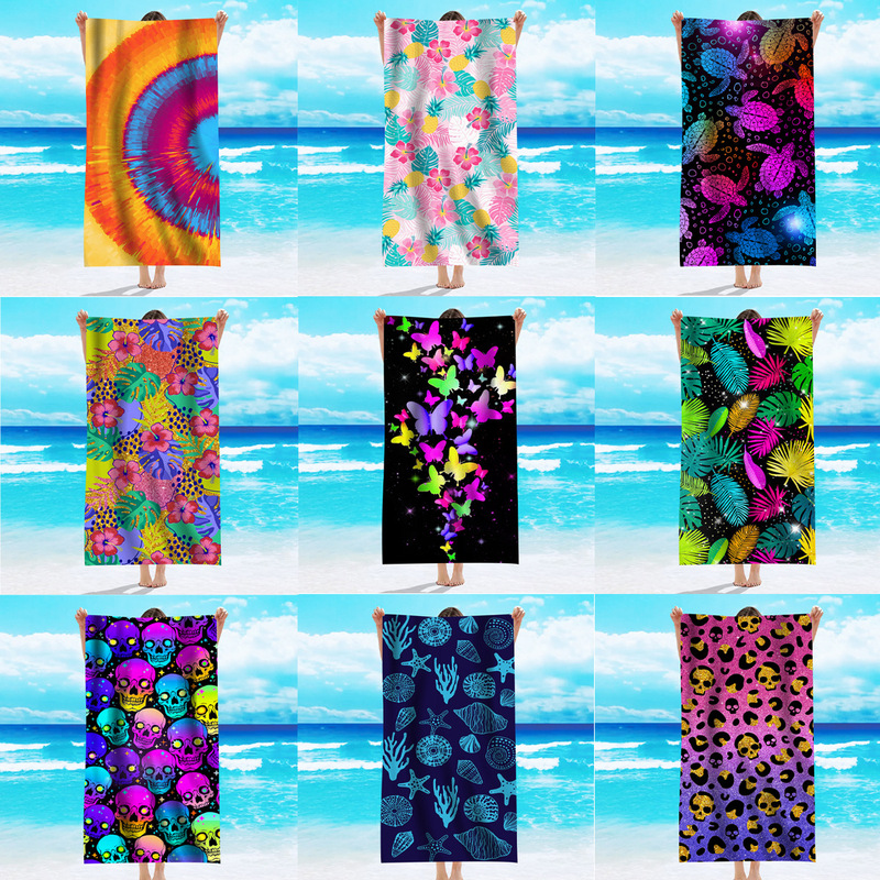 Foreign trade single-sided velvet beach towel microfiber beach bath towel pattern printed towel bath towel summer beach