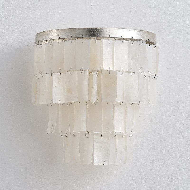 美式复古创意壁灯 书房法式卧室床头灯样板间设计师灯具贝壳壁灯