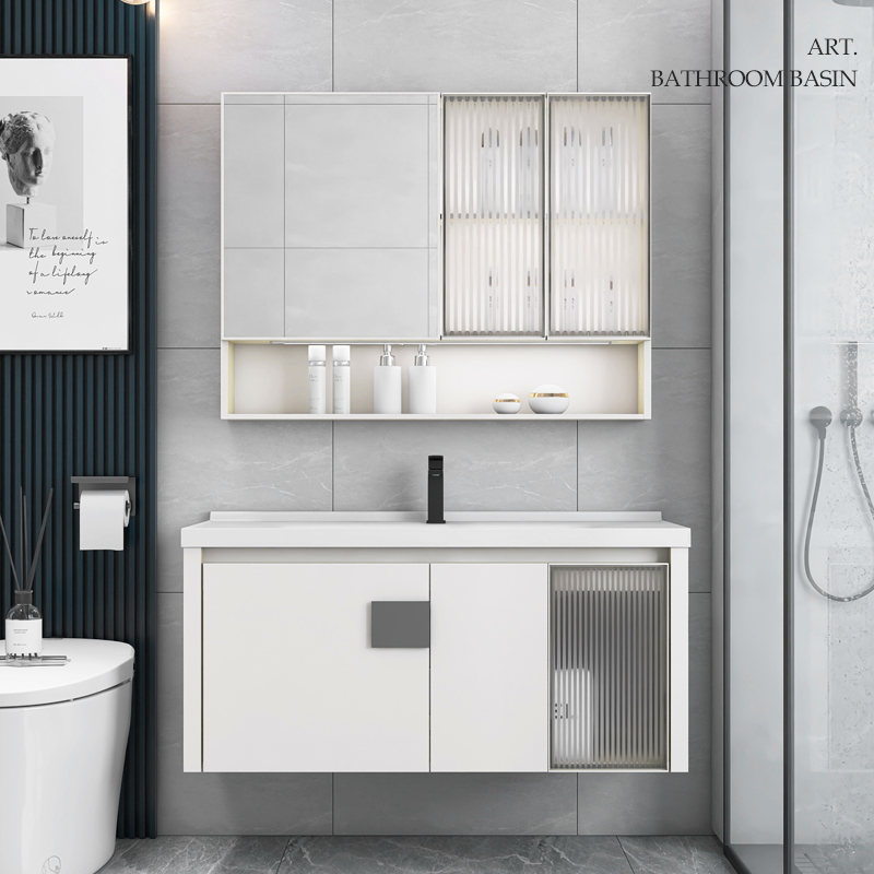 Celebridad de Internet oso inteligente espejo lavabo combinación gabinete Simple caqui aleación de aluminio gabinete de baño gabinete de almacenamiento a prueba de agua