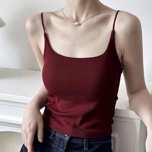 High-end Style Camisole Drawable Red Sanding Women's Autumn and Winter Bra One-piece Base Inner Warm Top