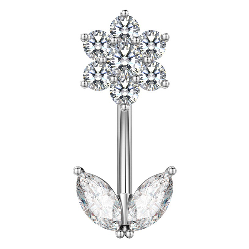 Comercio electrónico transfronterizo nuevo Anillo de ombligo de ZIRCON nuevo aceite que gotea la fábrica de uñas de ombligo en stock joyería de punción al por mayor