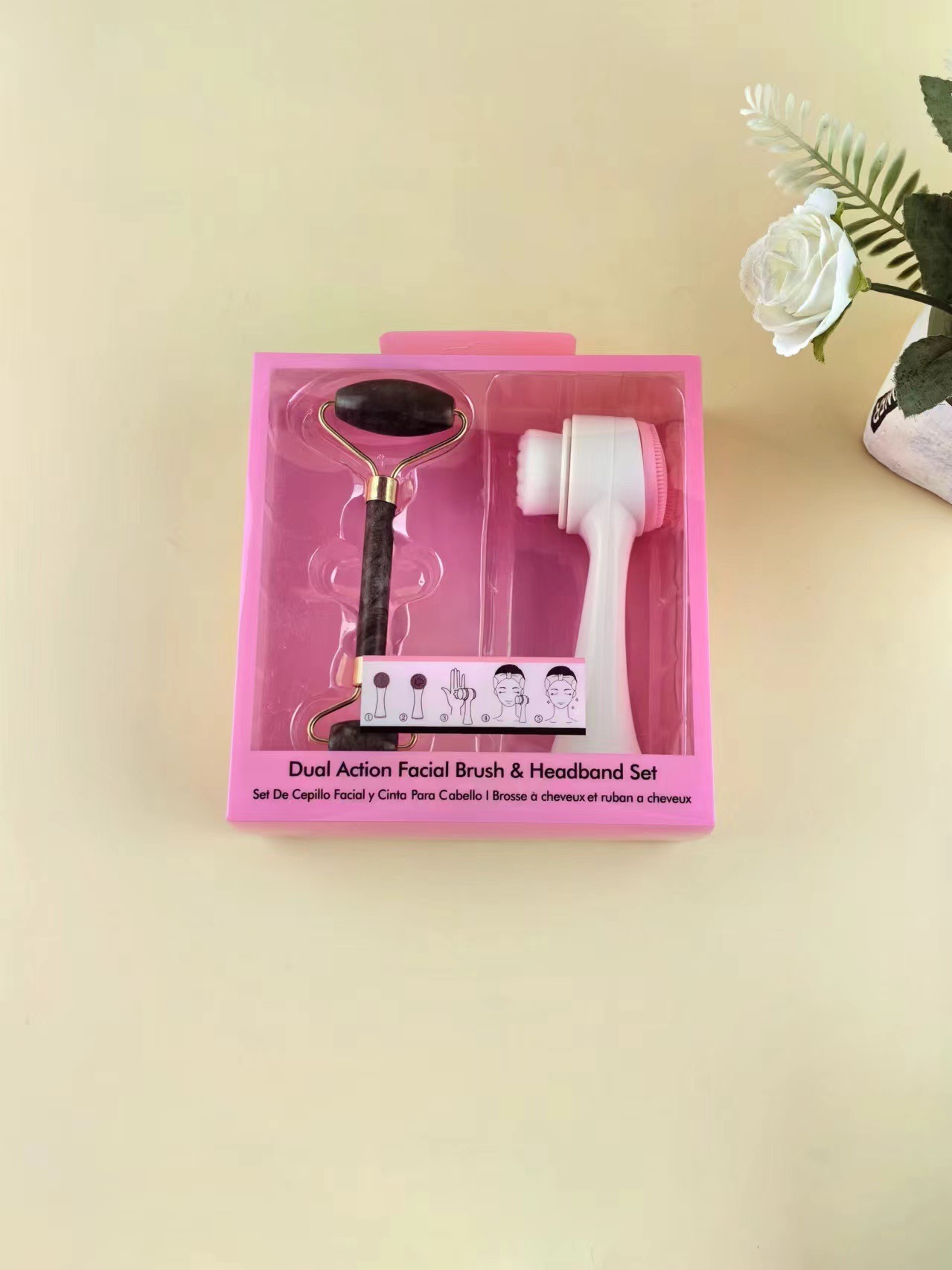 Boutique transfronteriza herramientas de belleza maquillaje huevo y máscara cepillo masaje palo combinación máscara de silicona cepillo facial