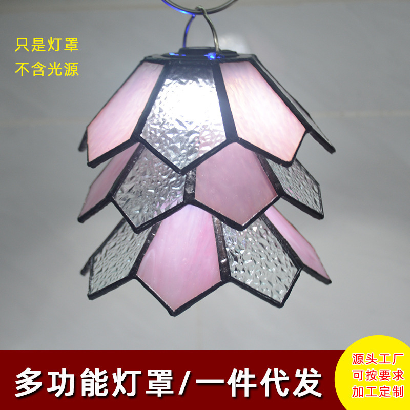 Creative Outdoor Camping Lampshade Table Lamp Night Light Tent Lamp Atmosphere Lampshade High-end Vintage Handmade Glass Tower Lampshade