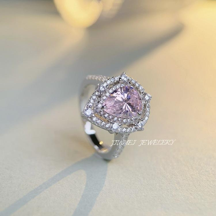 Fashion Water Droplets Sterling Silver Inlay Zircon Rings 1 Piece