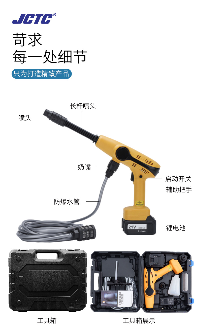 High-Pressure Lithium Battery Car Washer Set Portable Cordless Cleaning Tool