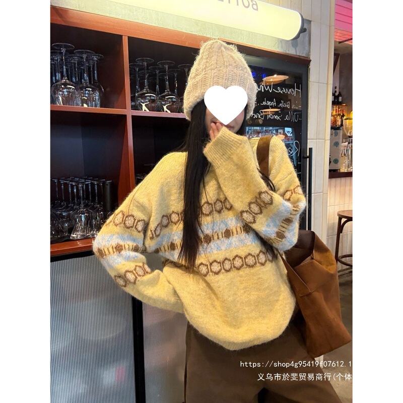 Fair Isle jacquard color-block sweater, Christmas outfit, autumn/winter 2026 new design, soft and versatile long-sleeve top Fair Isle jacquard color-block sweater, Christmas outfit, autumn/winter 2026 new design, soft and versatile long-sleeve top