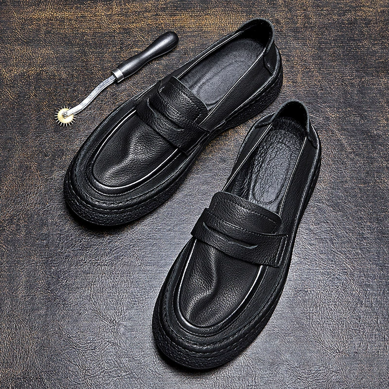 2024 новые мужские кожаные круглые туфли